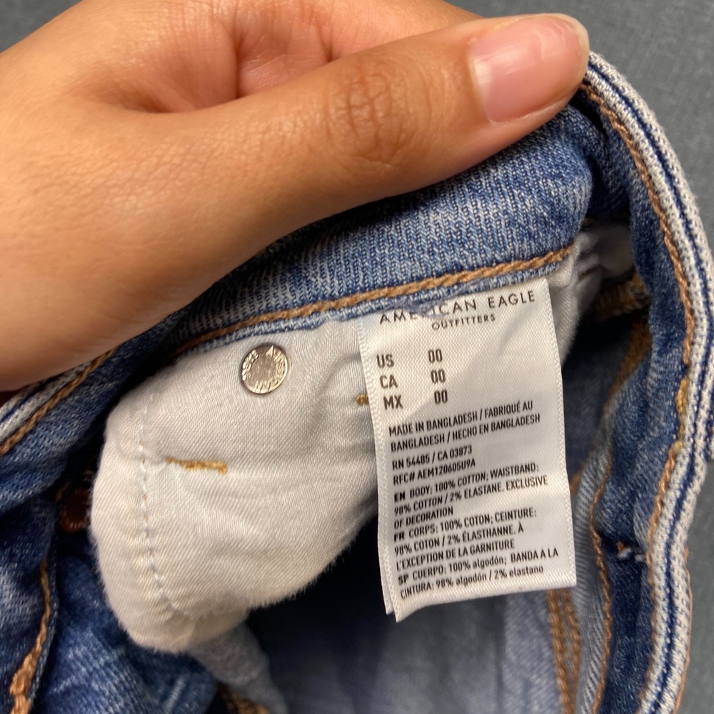 American Eagle Outfitters Denim Shorts Womens 00 Blue Cotton Mid Rise Cuffed Hem - Picture 11 of 16